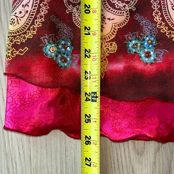 Boston Proper Paisley Beaded Women's Tank Top NWOT 4=(XL) Red/Pink Sequins Boho - Picture 12 of 14